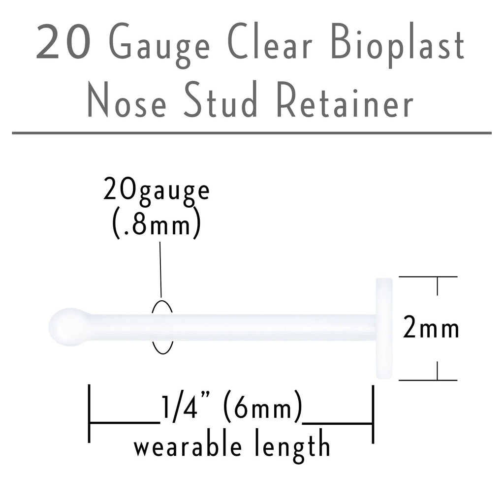 20G Clear Flat Bioplast Nose Retainer