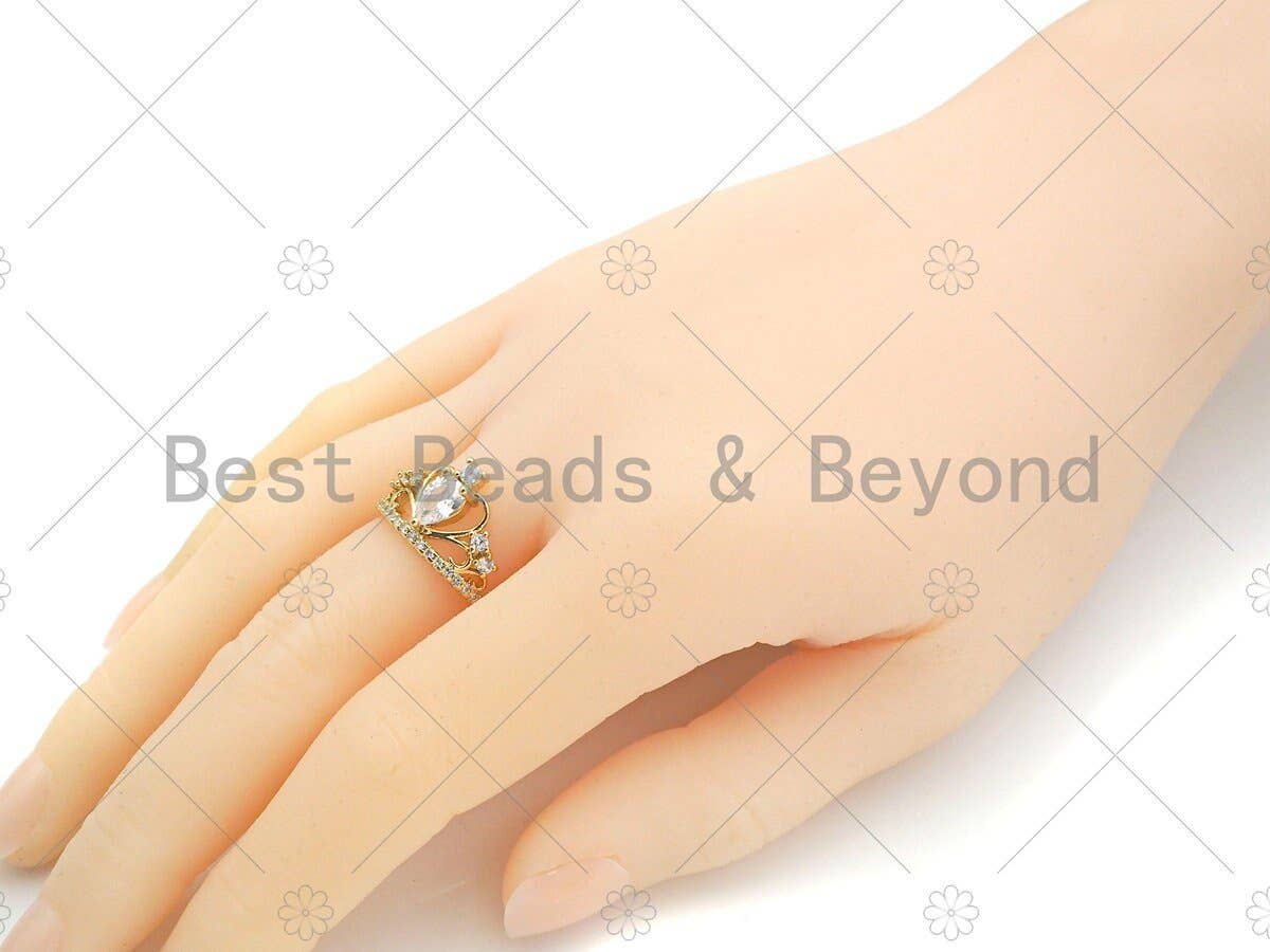 CZ Crown Adjustable Ring, Sku#LD115