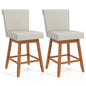 27 Inch Counter Height Bar Chairs with Rubber Wood Legs Set of 2