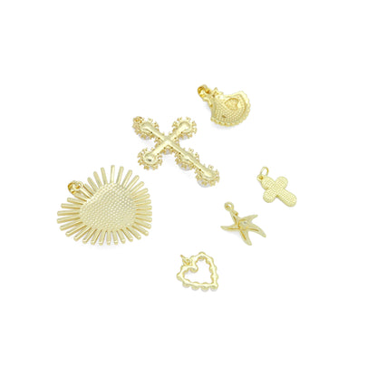 White Pearl Heart White Cross Shell Starfish Charm Pendant,Sku#LD746