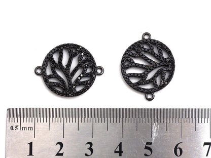 Black CZ flower Connector charm, sku#A92