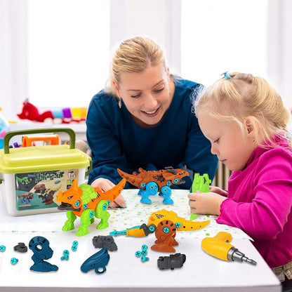 Take Apart Dinosaur Toys DIY Dinosaur Construction Building Block Assembly Toys with Electric Drill for Kids 3-7 Year Old Learning Educational Gift