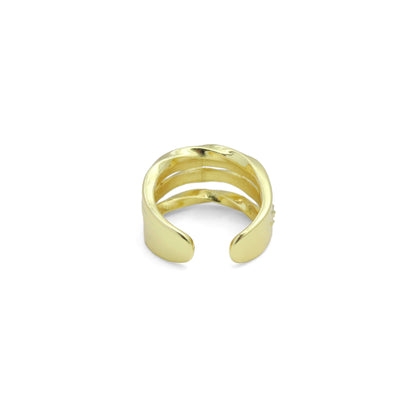 Slippy Gold Silver Twisted multiline Ring, Sku#A397