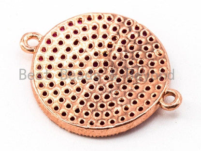 CZ Micro Pave Fuchsia Round Disc Connector,16x19mm, SKU#A45c