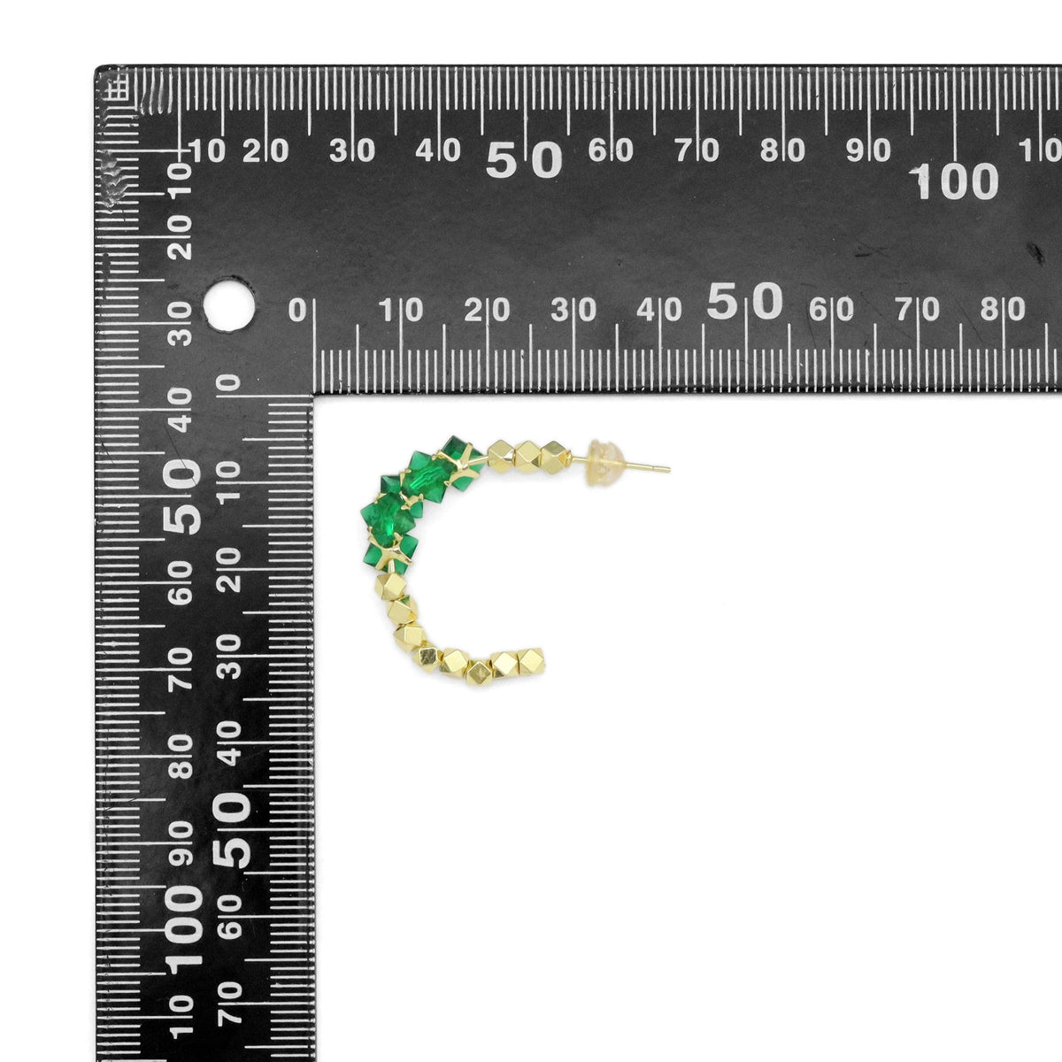 Gold Silver Crystal Diamond cut Ball Hoop Earrings, Sku#LX474c
