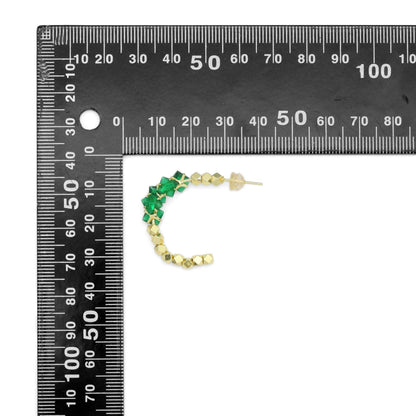 Gold Silver Crystal Diamond cut Ball Hoop Earrings, Sku#LX474c