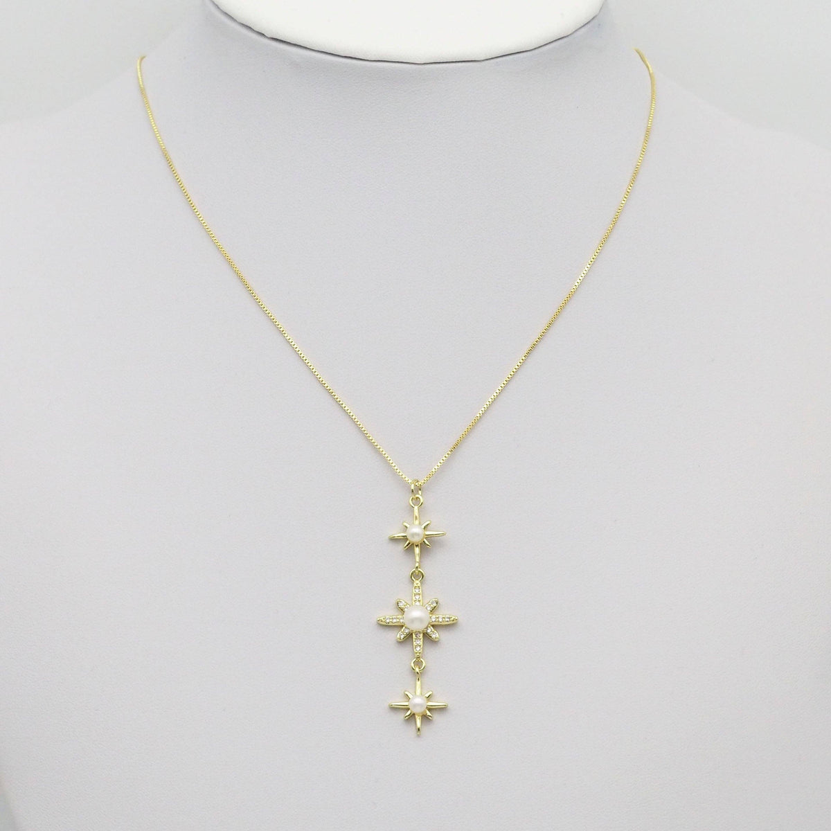 Clear CZ Pearl North Star Charm, Sku#LD512