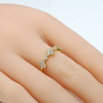 Gold CZ Cross Flower Adjustable Ring, Sku#LK799