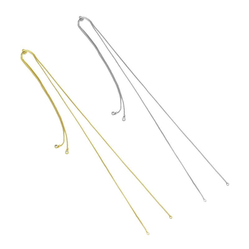 Adjustable Gold Silver box Chain Sliding Necklace, Sku#A218/NK1