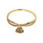 Colorful CZ Cross Dangle Heart Adjustable Bracelet, Sku#LD401
