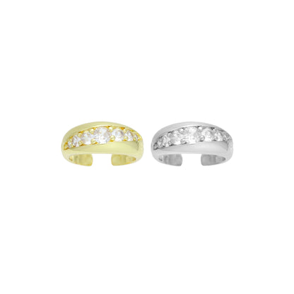 Gold Silver Swirled Diamond CZ Adjustable Ring, Sku#A342