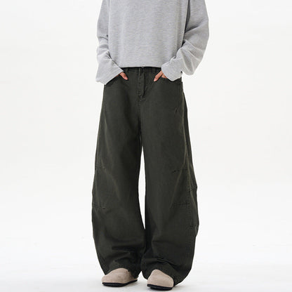Men's American-style Retro Silhouette Cutaway Wide-Leg Pants