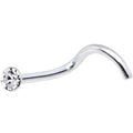 Sterling Silver 1.4mm Clear Nose Ring Created with Crystals