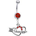 Ruby Red Gem Love Arrow Heart Belly Ring