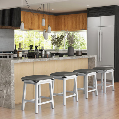 Set of 2 24/30 Inch Dining Bar Stool with Acacia Wood Frame