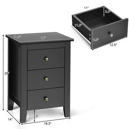 Nightstand End Beside Table Drawers Modern Storage Bedroom Furniture