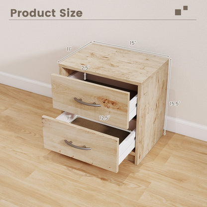 2 Drawer Nightstand with Storage for Living Room