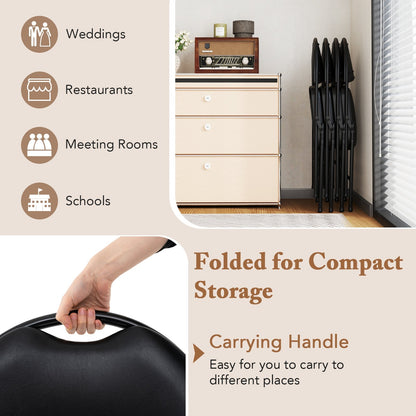 2 Pack Padded Folding Chairs with Metal Frame and Carry Handle-Black