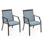 2 Piece Patio Dining Chairs Large Outdoor Chairs with Breathable Seat and Metal Frame
