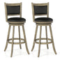 Set of 2 29 Inch Swivel Bar Height Stool Wood Dining Chair Barstool