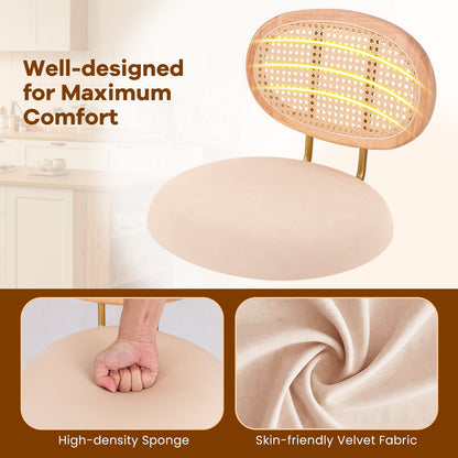 2 Pieces Bar Chairs with PE Rattan Backrest-360°Swivel and Height Adjustable