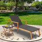 Patio Chaise Lounge and Table Set with 4-Level Adjustable Backrest