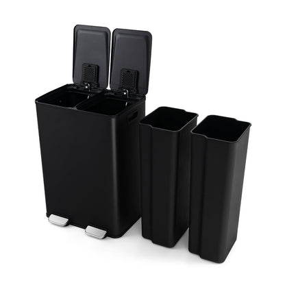 2 x 8 Gal Dual Compartment Trash Can-Silver