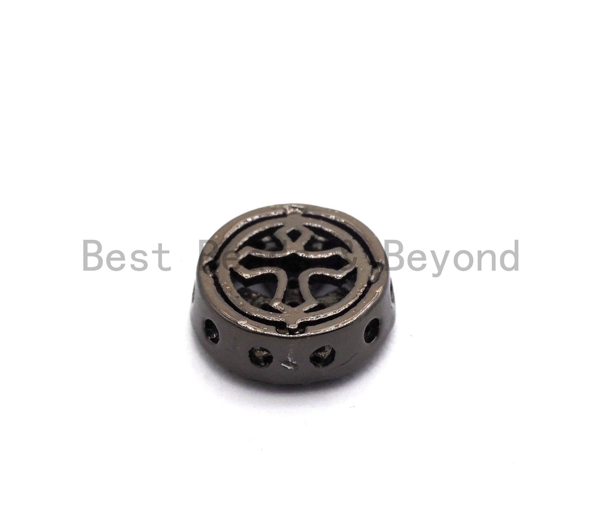 Black CZ Pave Cross Spacer Coin, sku#C99