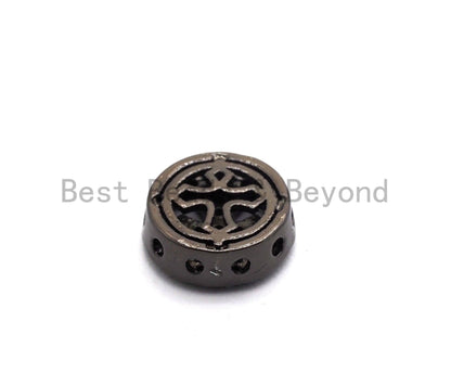 Black CZ Pave Cross Spacer Coin, sku#C99