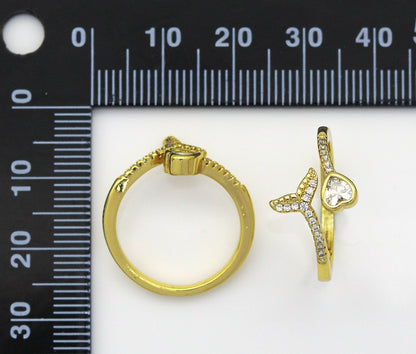CZ  Whale Tail Heart Ring, Sku#LD300