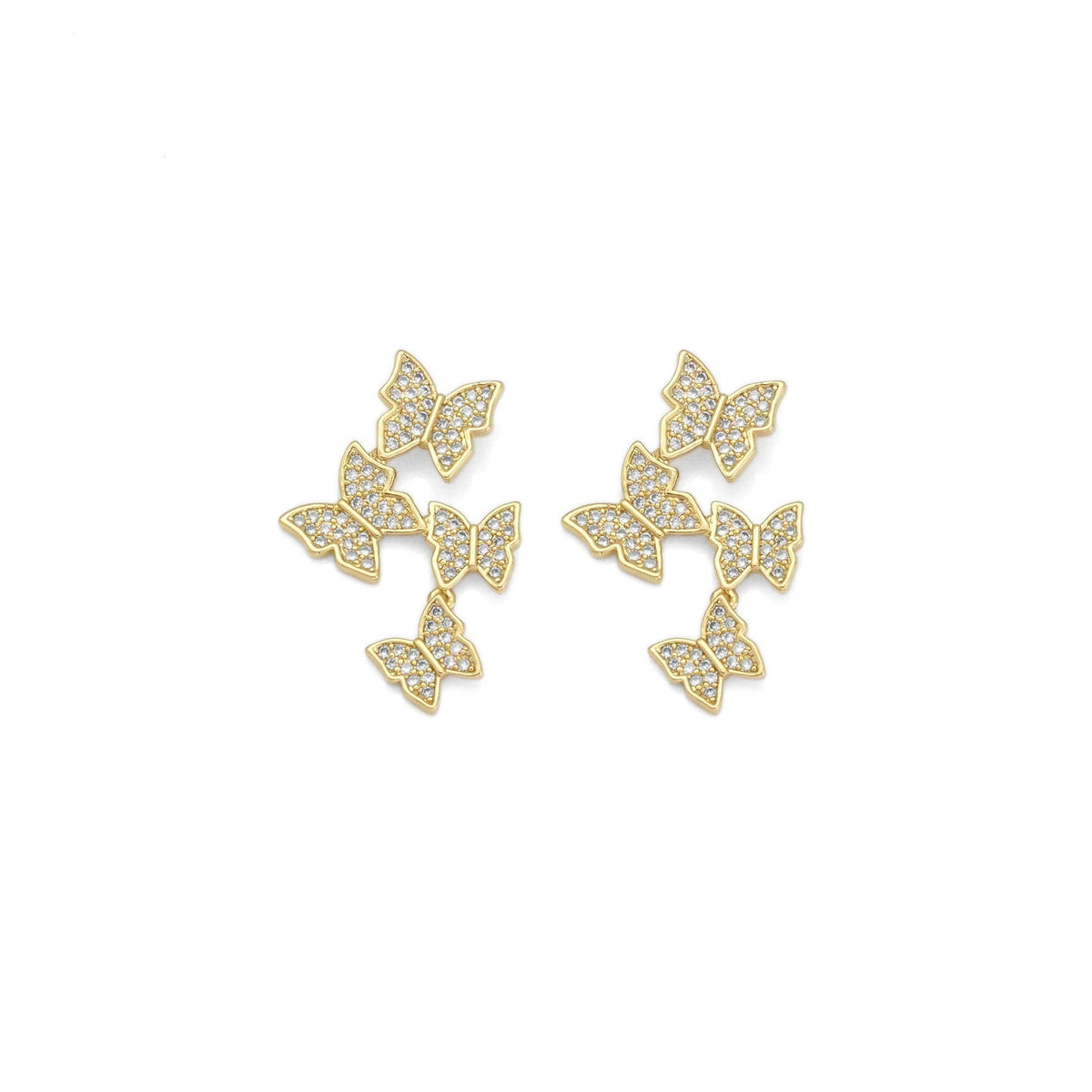 Gold Clear CZ Four Butterflies Charm, Sku#LD425