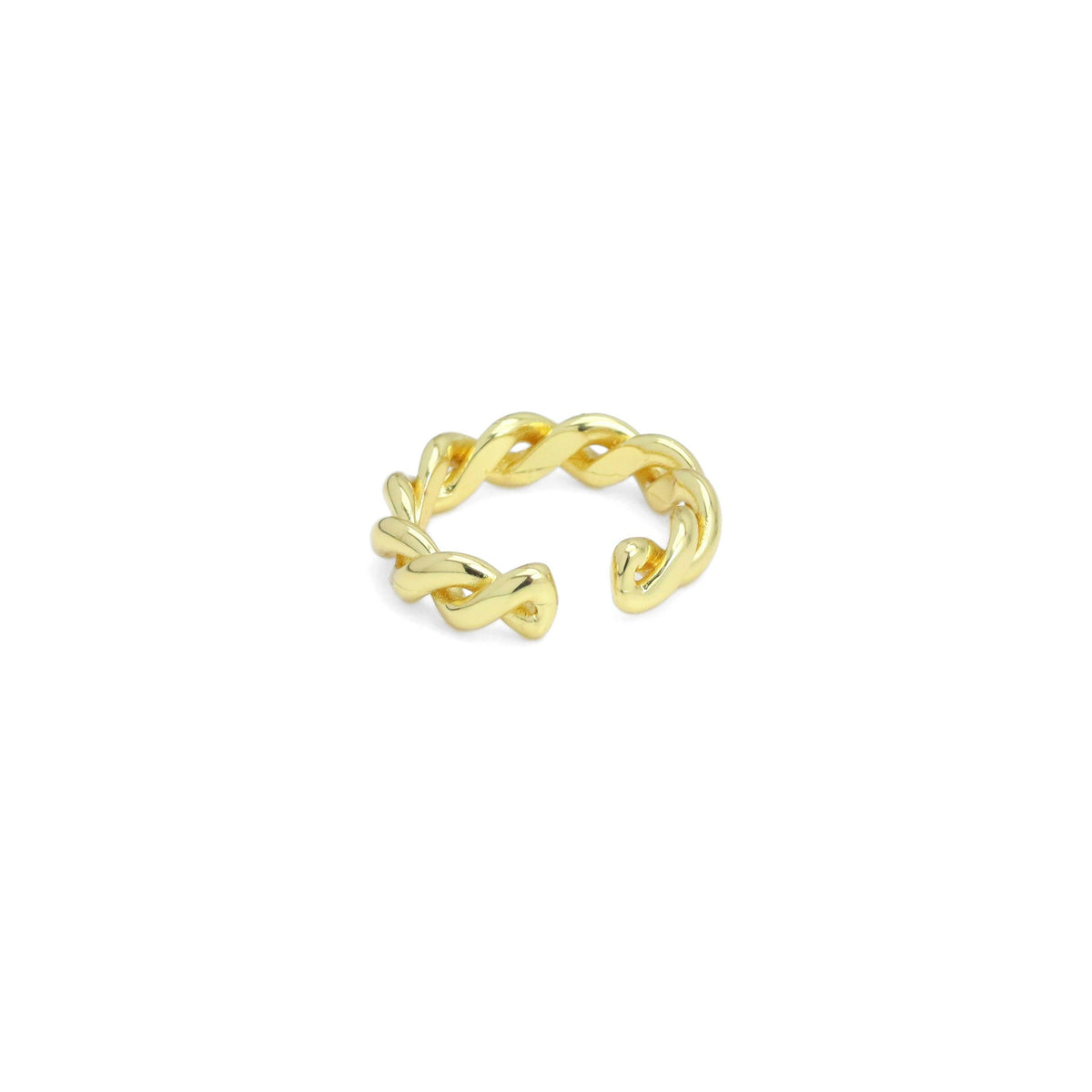 Gold Silver Twisted Adjustable Ring, Sku#A287