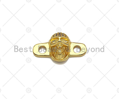 CZ Micro Pave Skull Connector,18K Dainty Gold Cubic Zirconia Charm, Necklace Bracelet Charm Pendant,11x20mm, Sku#LK258