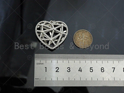 CZ Micro Pave 3D Heart Cage Shape Pendant/Charm, SKU#L492