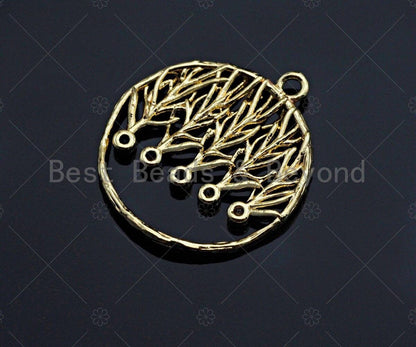 Filigree Gold Lacy Charm with Colorful Stone, Round/Teardrop/Oval Brushed Gold Twisted Wire Charm Pendants, Jewelry Findings,sku#CP04