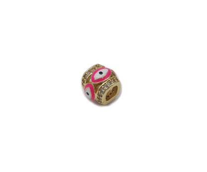 CZ Enamel Evil Eye On Tube Spacer Beads, Sku#LD276