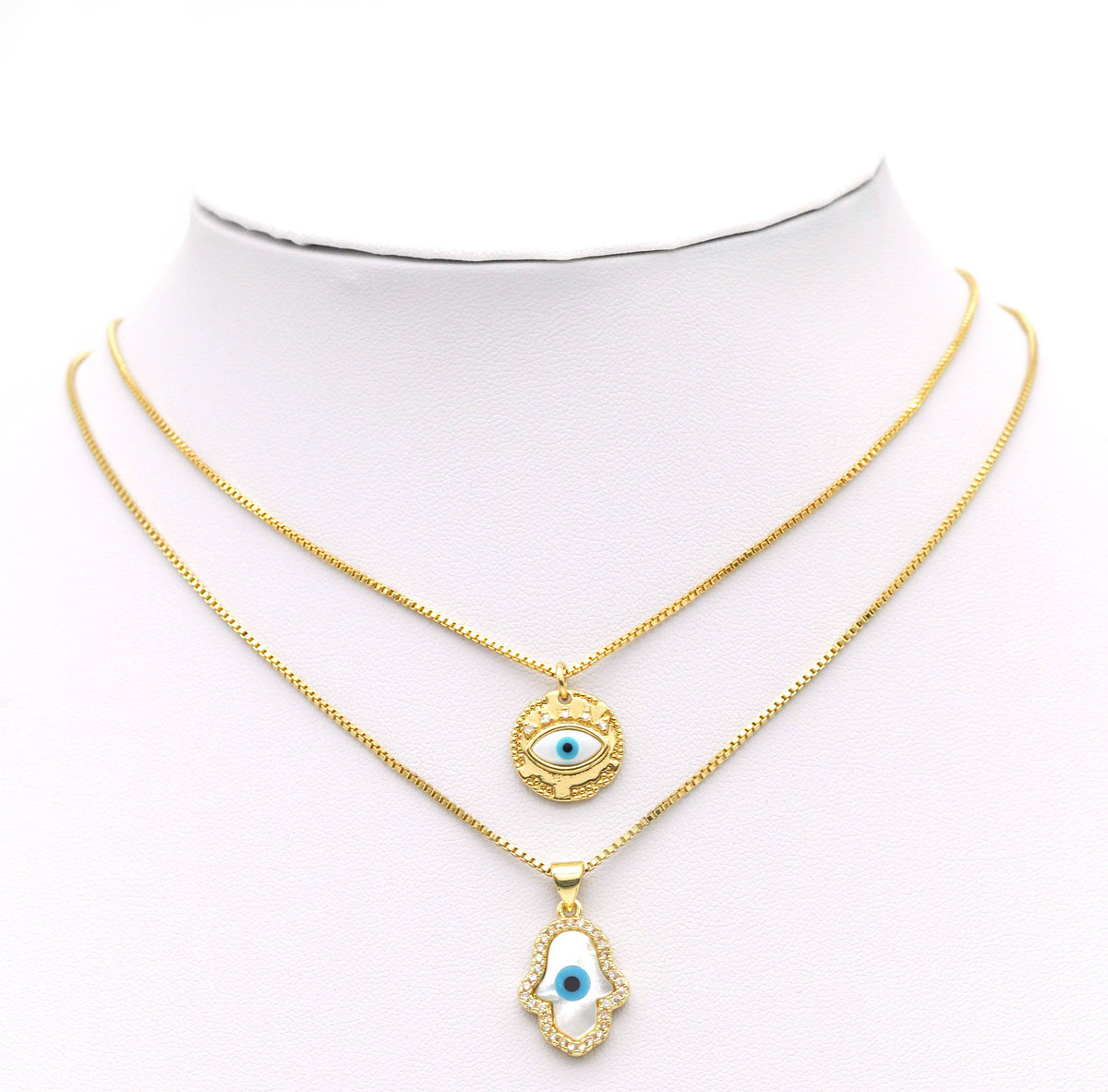 CZ Evil Eye Hamsa Hand MOP Pendant, Sku#L653