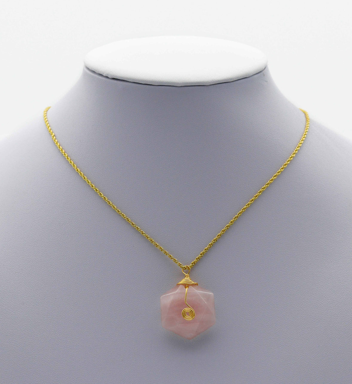 Gold Hexagon Gemstone Pendant, Sku#LY04