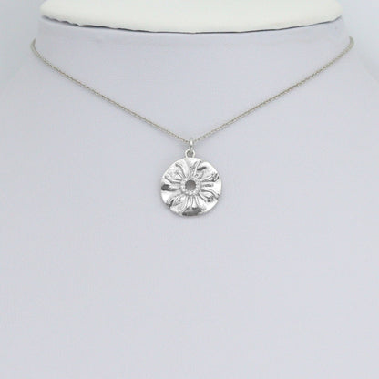 CZ Silver Round Flower Charm Pendant, Sku#L734