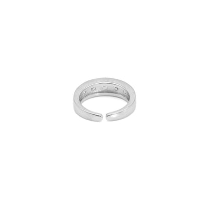 Clear Diamond CZ Silver Adjustable Ring, Sku#A161