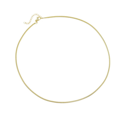 Gold Thin Slinky Herringbone Chain Necklace, Sku#LD535