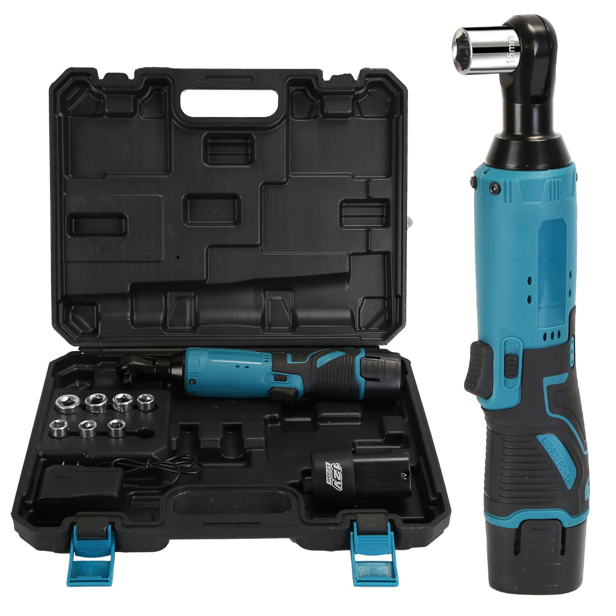 Cordless Electric Ratchet Wrench Set with 7 Sockets