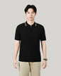Men's Half-zip Ice Silk Knitted Lapel Vertical Striped Top