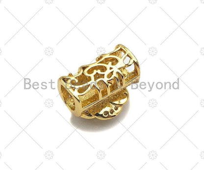 CZ Micro Pave Rose Flower Tube Spacer beads,sku#N55