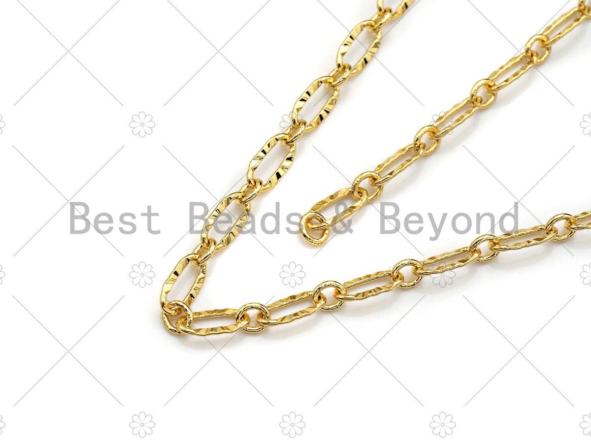 4mm Gold Flat Oval Linked Chain by Yard, Dainty  Delicate Oval Link Chain, Gold Plated Brass Chain, Wholesale Chain, sku#LK124