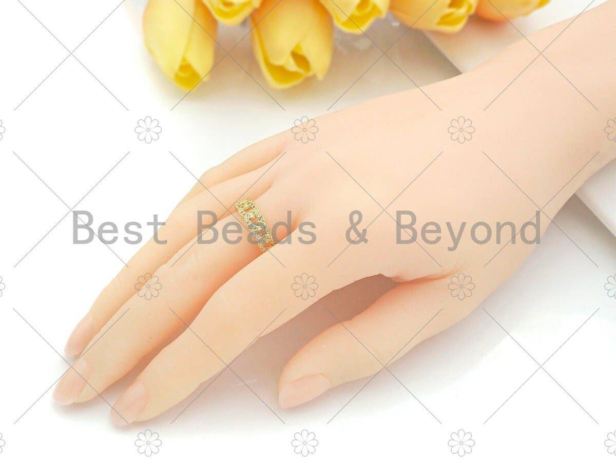 CZ Chain Link Adjustable Ring, Sku#LD41