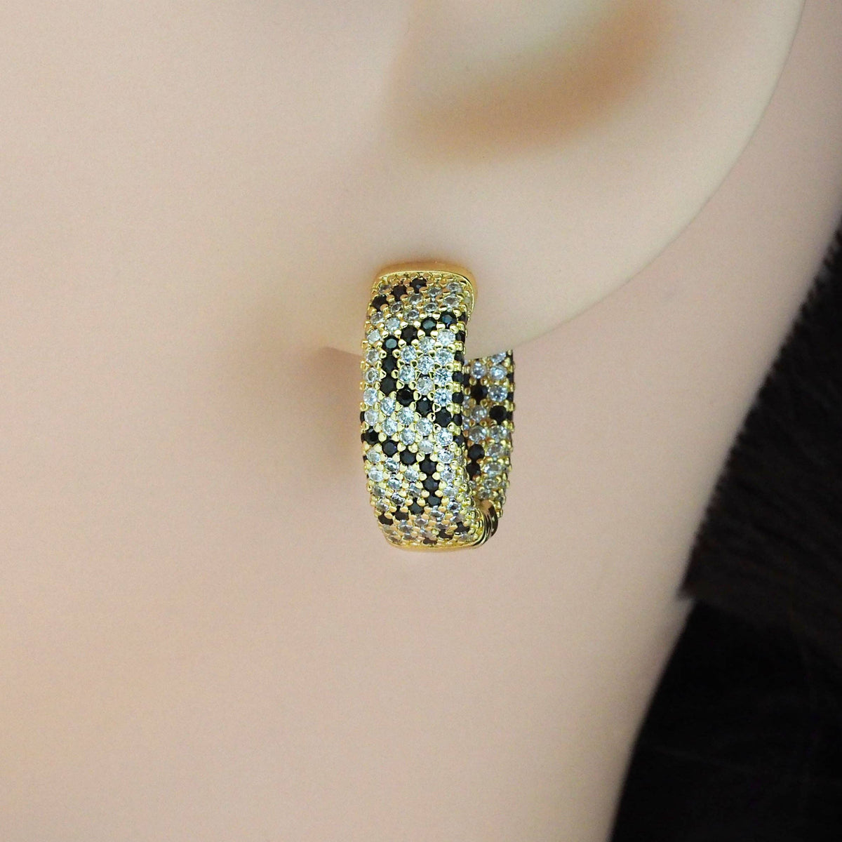 Gold Silver Leopard Print Hoop Earrings, Sku#B378