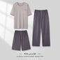 Men's Pajamas Thin Spring And Summer Modal Short-sleeved Trousers Three-piece Home Wear Suit