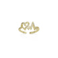 Gold CZ Heart electro wave line Adjustable Ring, Sku#LD498