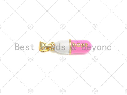 Enamel Colorful Pill Shape Pendant Charm,Hope Word Pink Turquoise Black Cobalt RedEnamel Jewelry,6x17mm,Sku#LK284